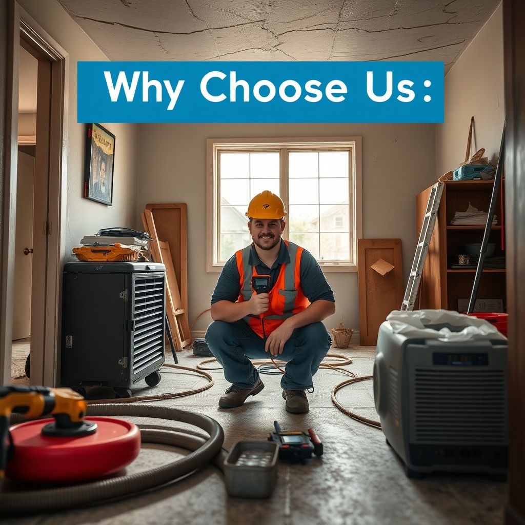 An industrial dehumidifier and air movers running in a neatly kept finished basement in Centennial, Colorado.