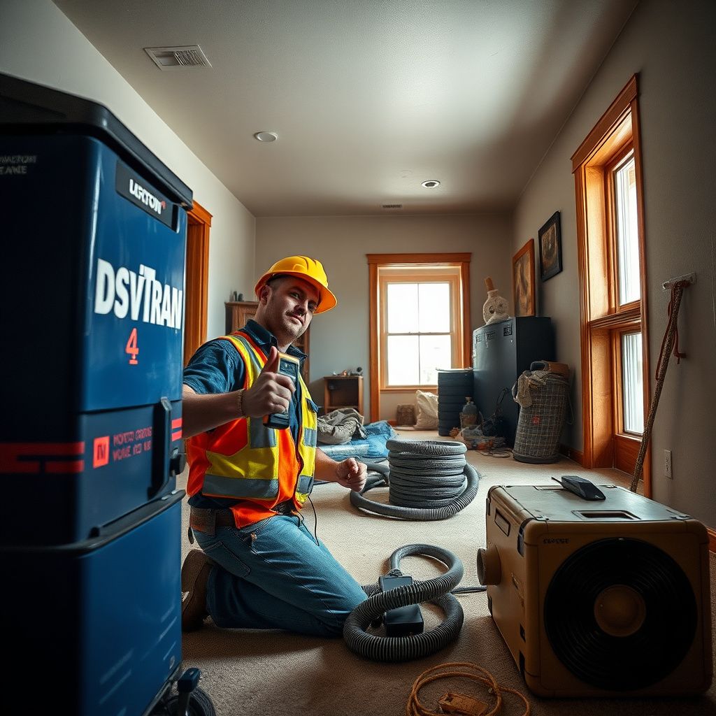 An IICRC-certified technician using a moisture meter to perform structural moisture mapping on a drywall cavity in a Castle Rock home.